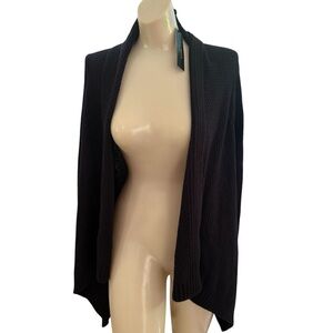 Talbots Petites Women's Black Cotton Blend Opend Front Cardigan Sweater Size S